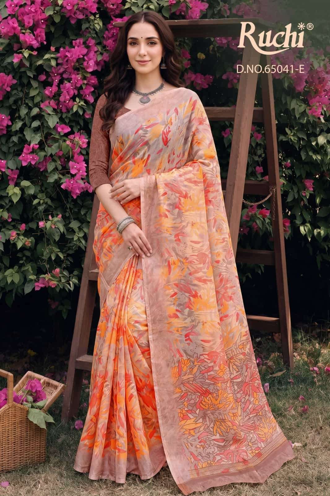 Ruchi Saree Saffron Chiffon Vol 272 Premium Saree Catalog 